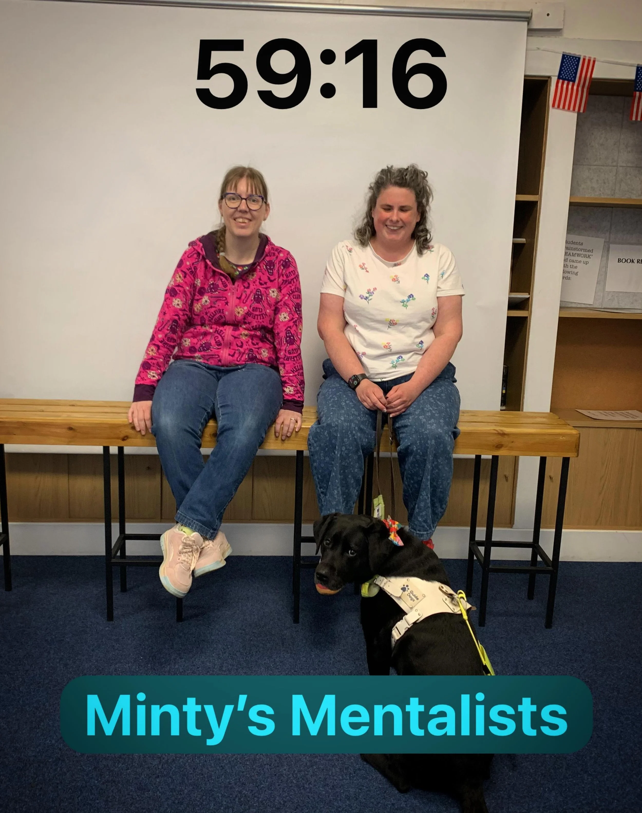 Probably the best team photo I&rsquo;ve ever managed to take!
Minty&rsquo;s Mentalists escaped their detention, putting on a superb display of teamwork and puzzle solving. Minty enjoyed the opportunity to have a nap! 
Hosting Minty&rsquo;s Mentalists