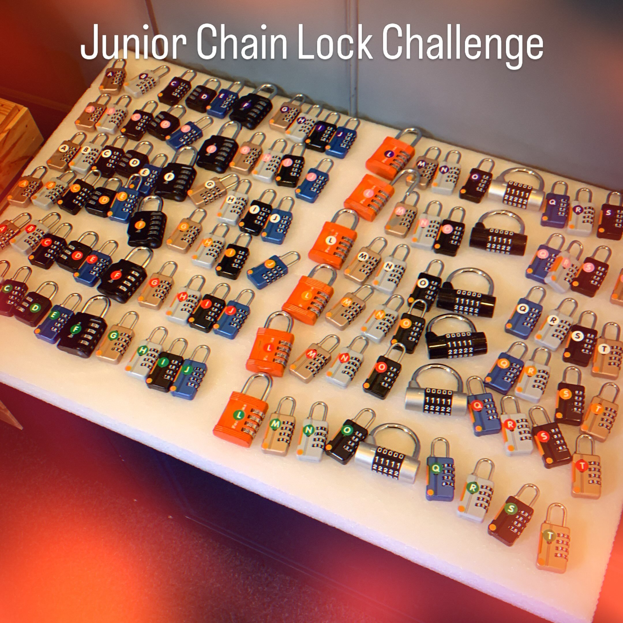 The Junior Chain Lock Challenge - (almost) ready.
Hit those &lsquo;Personal Development&rsquo; targets that Ofsted like to see&hellip;
20 Puzzles, 20 locks&hellip; (40-60 mins)
For 8-12 year olds
School groups (and/or birthdays)
Up to 36 kids can be 