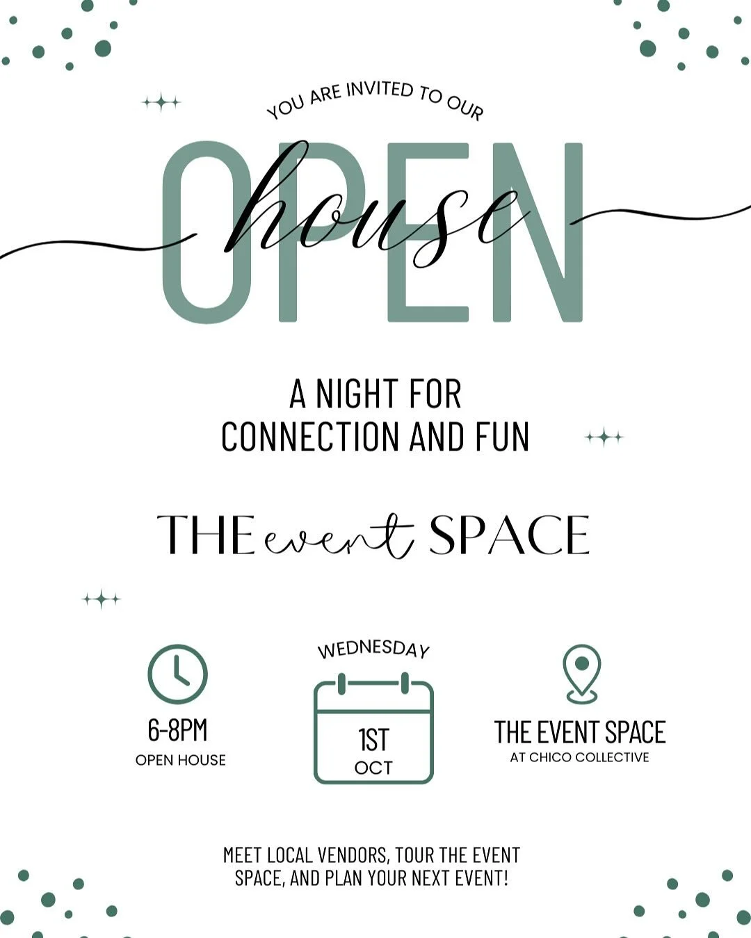 You are invited!

To a night of fun meeting local vendors, touring the event space, and envisioning your next celebration.

Or just a night out!

🎉Raffles and Giveaways
📸Photobooth Opportunities
✨Industry Networking

5-6PM Event Industry Mixer
6-8P