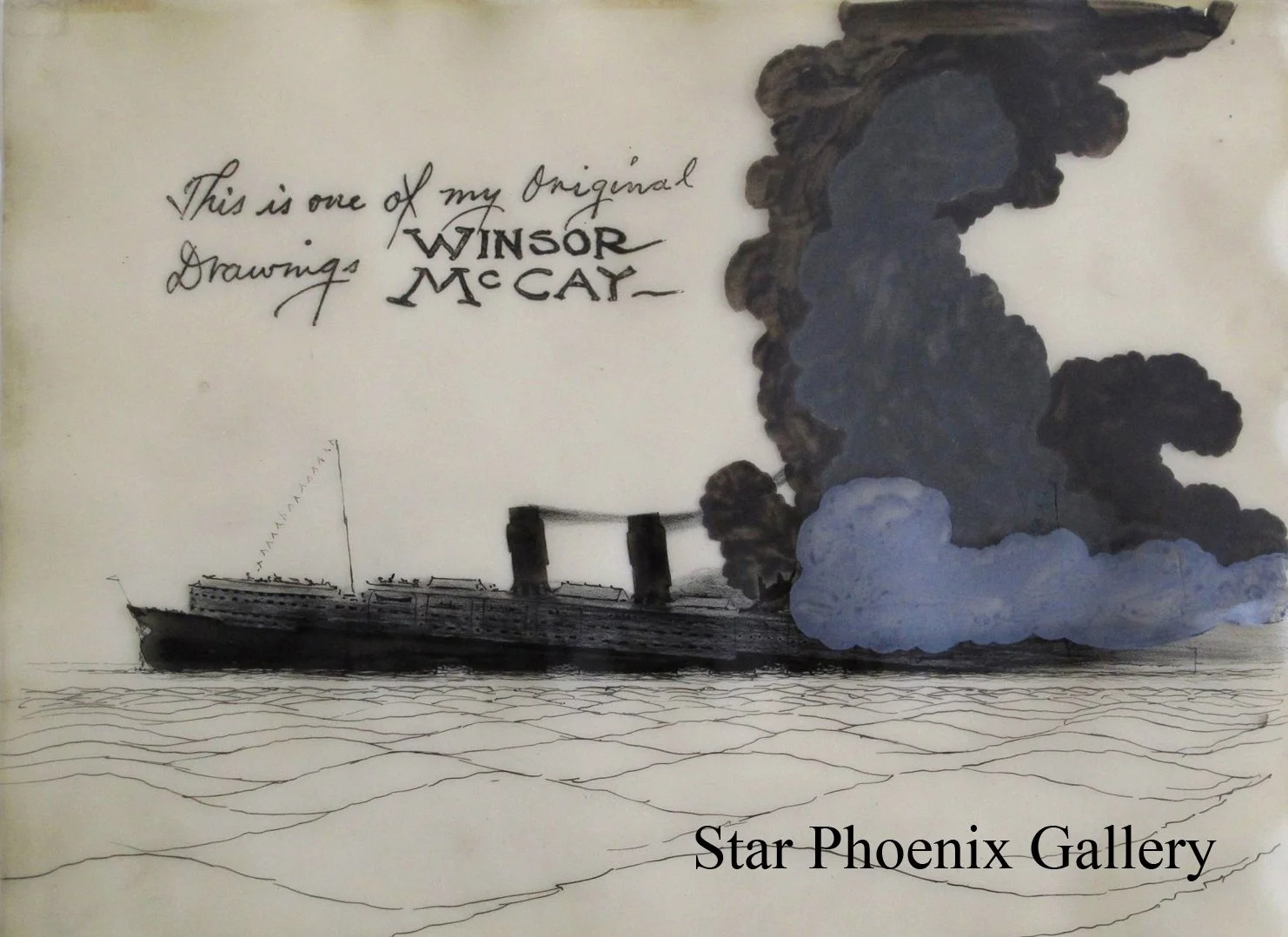 Original 1918 Winsor McCay Cel - The Sinking of the RMS Lusitania WWI Propaganda Film
