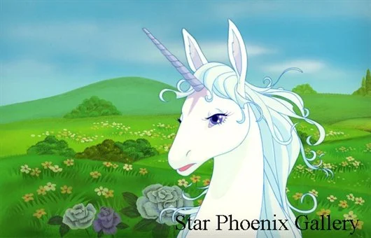 1982 Last Unicorn Original Production Cel with Unmatching original production background

2013 Gold Best Novel Set-Up
Source: TV
Layers: 1
No sketches available
Oversize, 12W x 10.5H