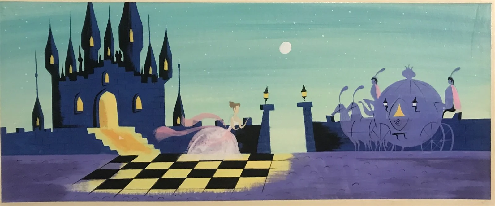 Original 1950s Disney Cinderella Mary Blair Concept Art - Cinderella and the Castle