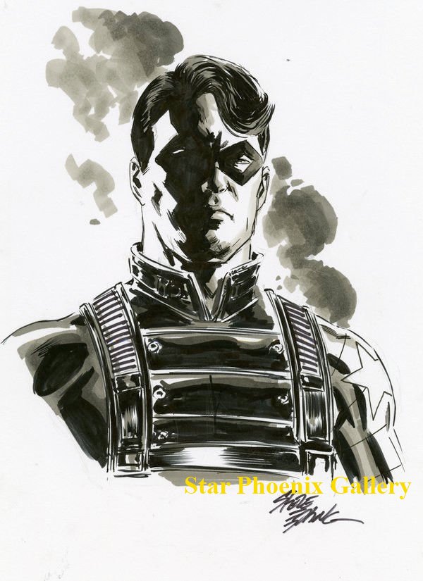 Captain America Winter Soldier Bucky Original Comic Art by Steve Epting