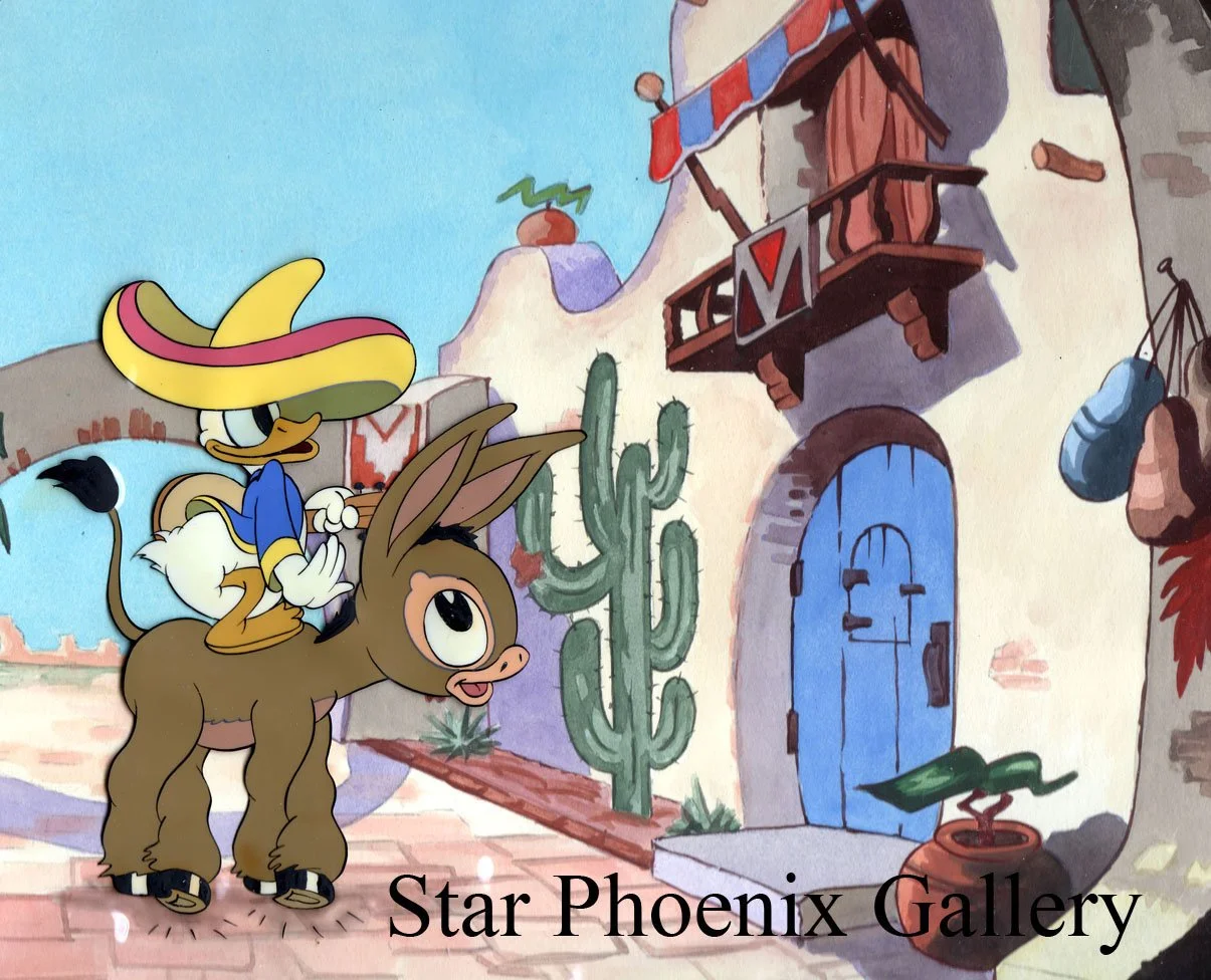 Original 1937 Disney Cel Donald Duck and the Burro - "Don Donald"