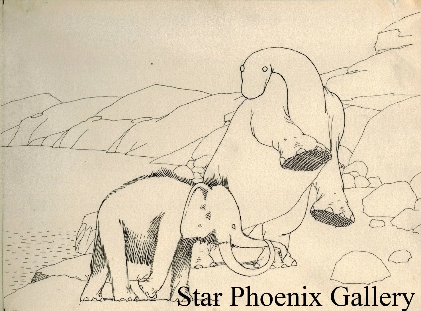 Original 1914 Winsor McCay Drawing - Gertie the Dinosaur with Jumbo the Mastodon