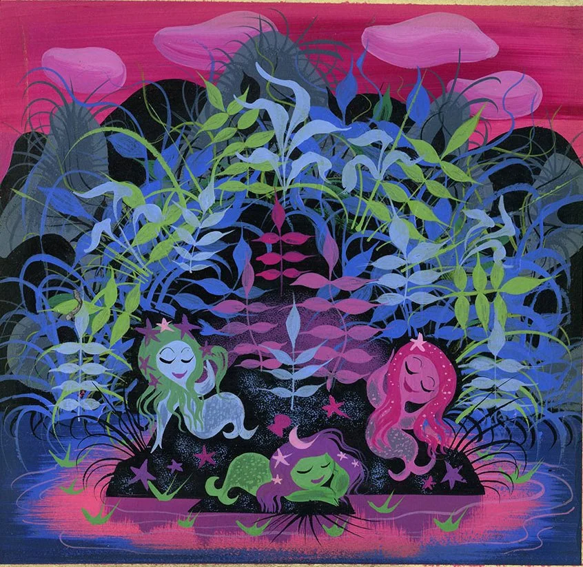 Original 1953 Peter Pan Disney Concept Painting by Mary Blair - The Mermaids