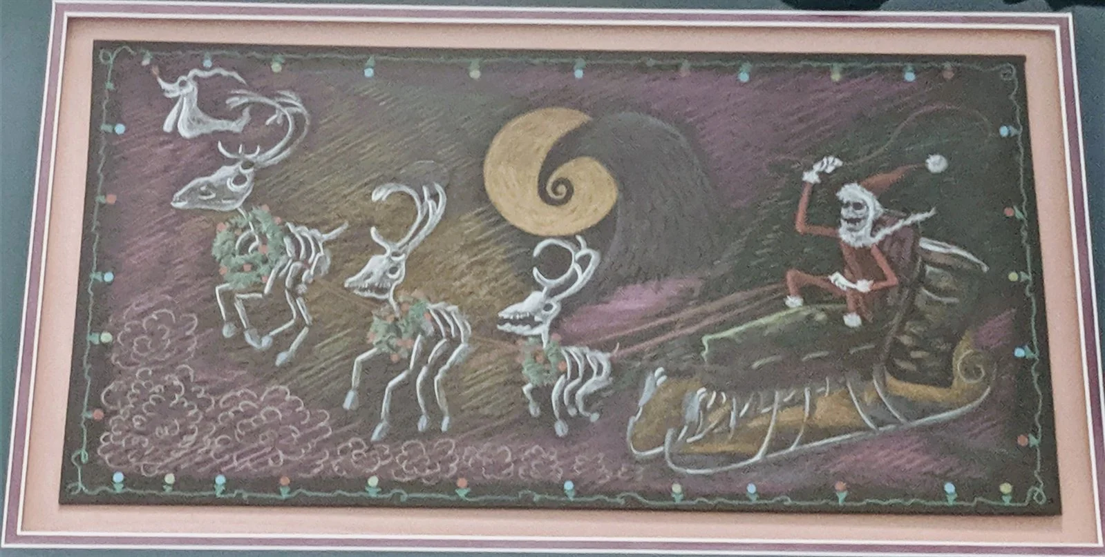 Disney (1993) Santa Jack Skelington and Zero in the Skeleton Reindeer Sleigh Concept Art