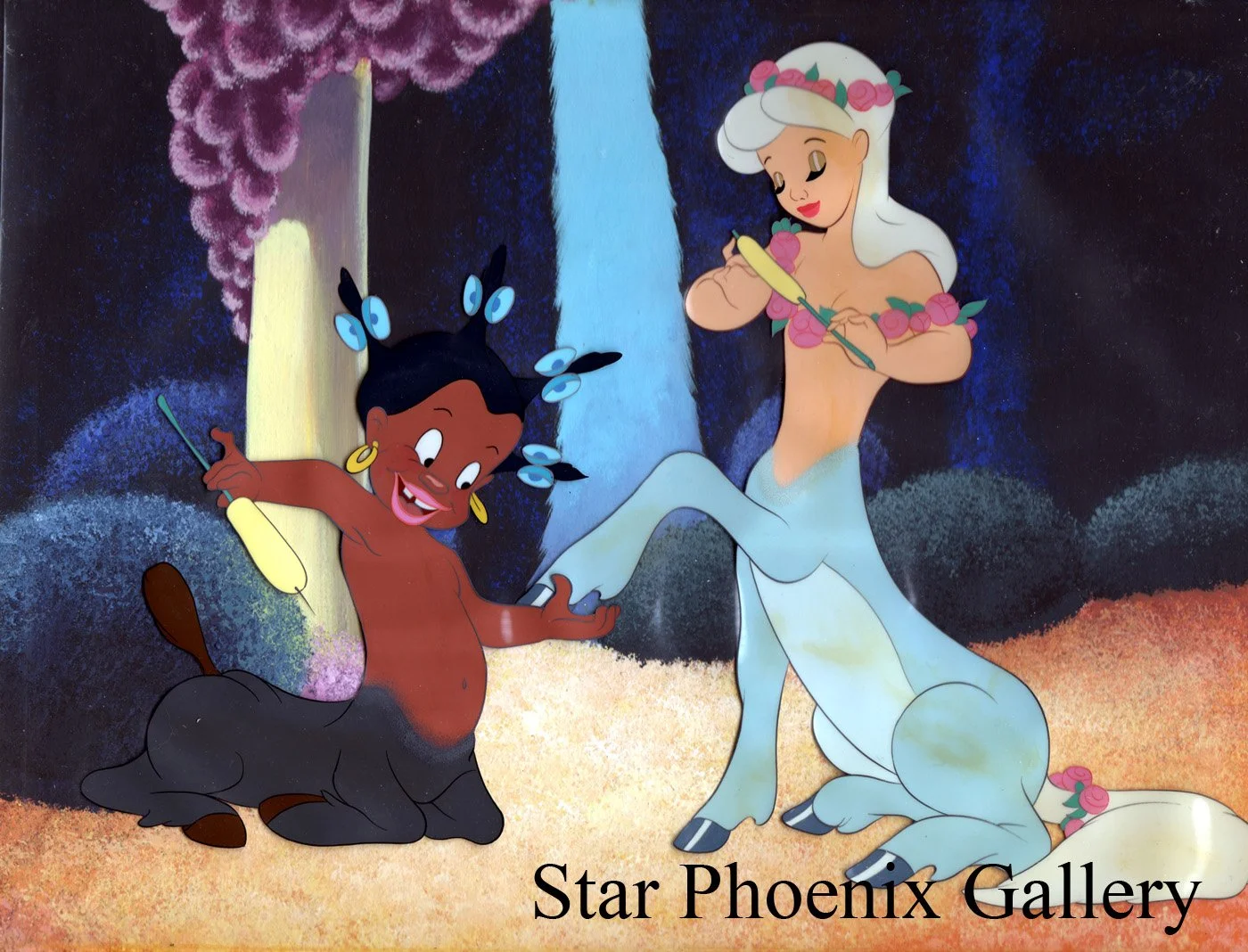 Original 1940 Disney Fantasia Production Cel - Black and White Centaurettes - The Pastoral Symphony