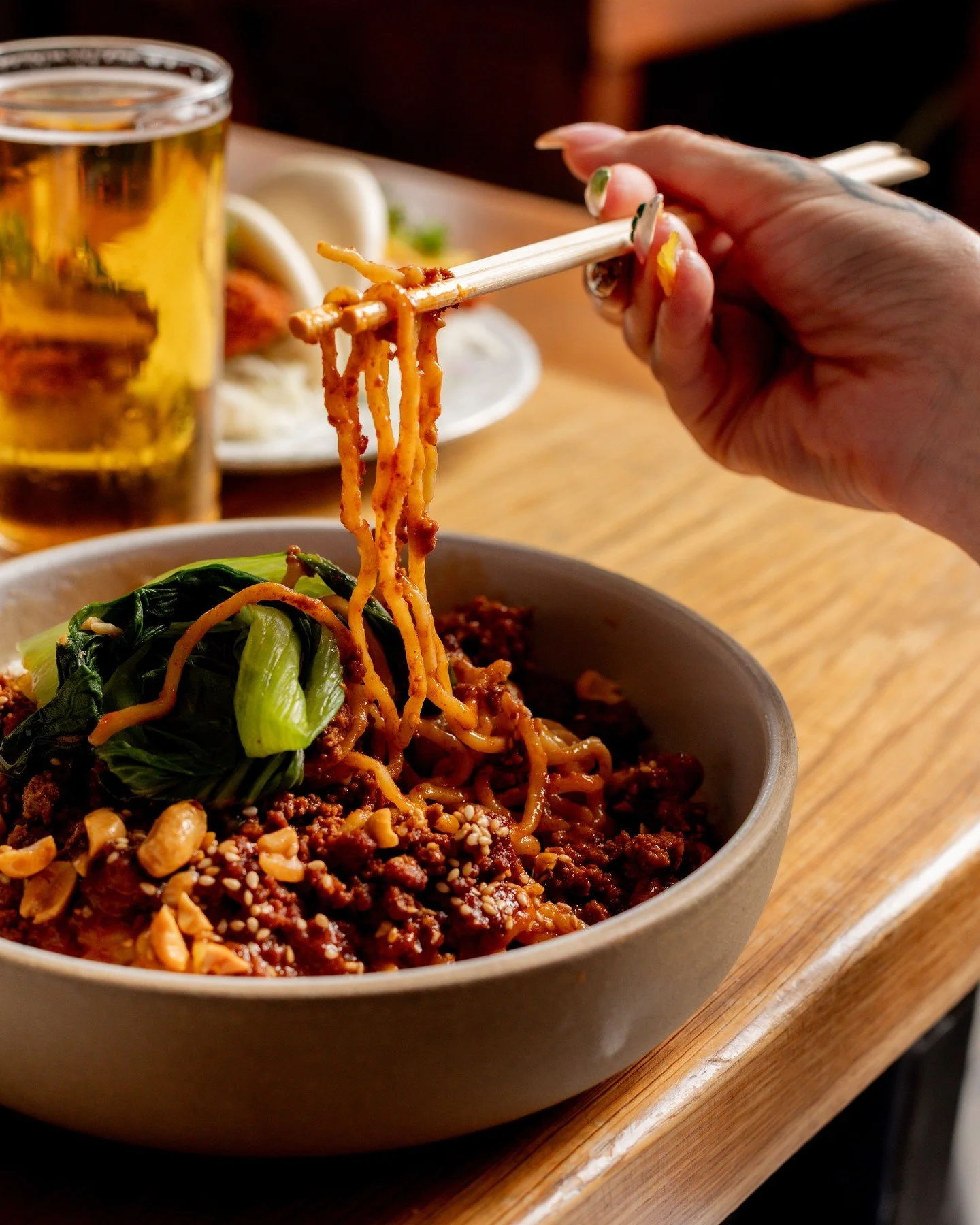 Swipe to pick your fighter ⚔️ Noodles, Nama, or Temaki?! 

💥 SPICY LAMB DAN DAN // sesame, peanuts, gochujang, bok choy, miso noodles. 
💥HAMACHI NAMA // saikyo miso, citrus kosho, sesame. 
💥TUNA TEMAKI // yuzu mae ploy, shio kombu, sesame.