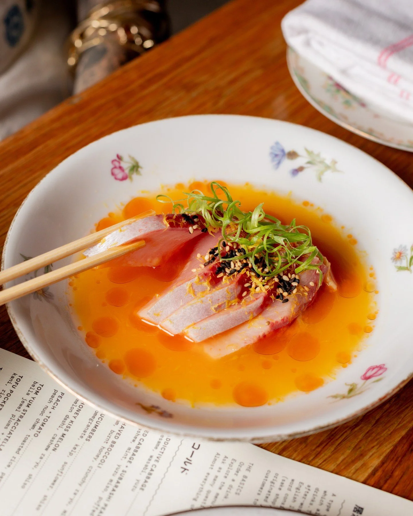 A moment of calm before the next bite. ✨

HAMACHI // saikyo miso, citrus kosho, sesame.