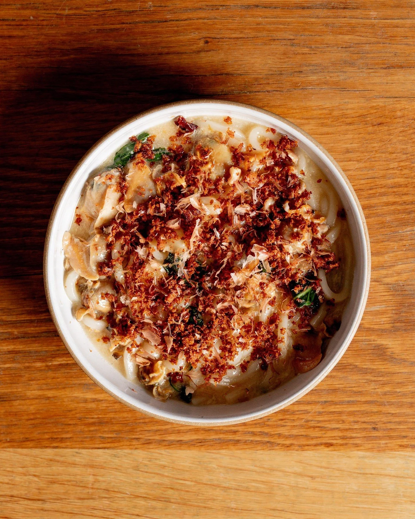 If you&rsquo;re reading this, you deserve a bowl of this.

UDON + CLAMS // red chile milk bread crumbs, pecorino.