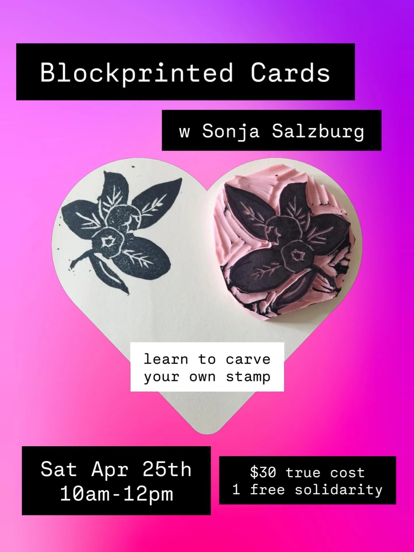 Join @sonjakphotography and learn simple linocut skills to print your own set of cards. April 25th, 10am to noon. Register today at our link in bio.
