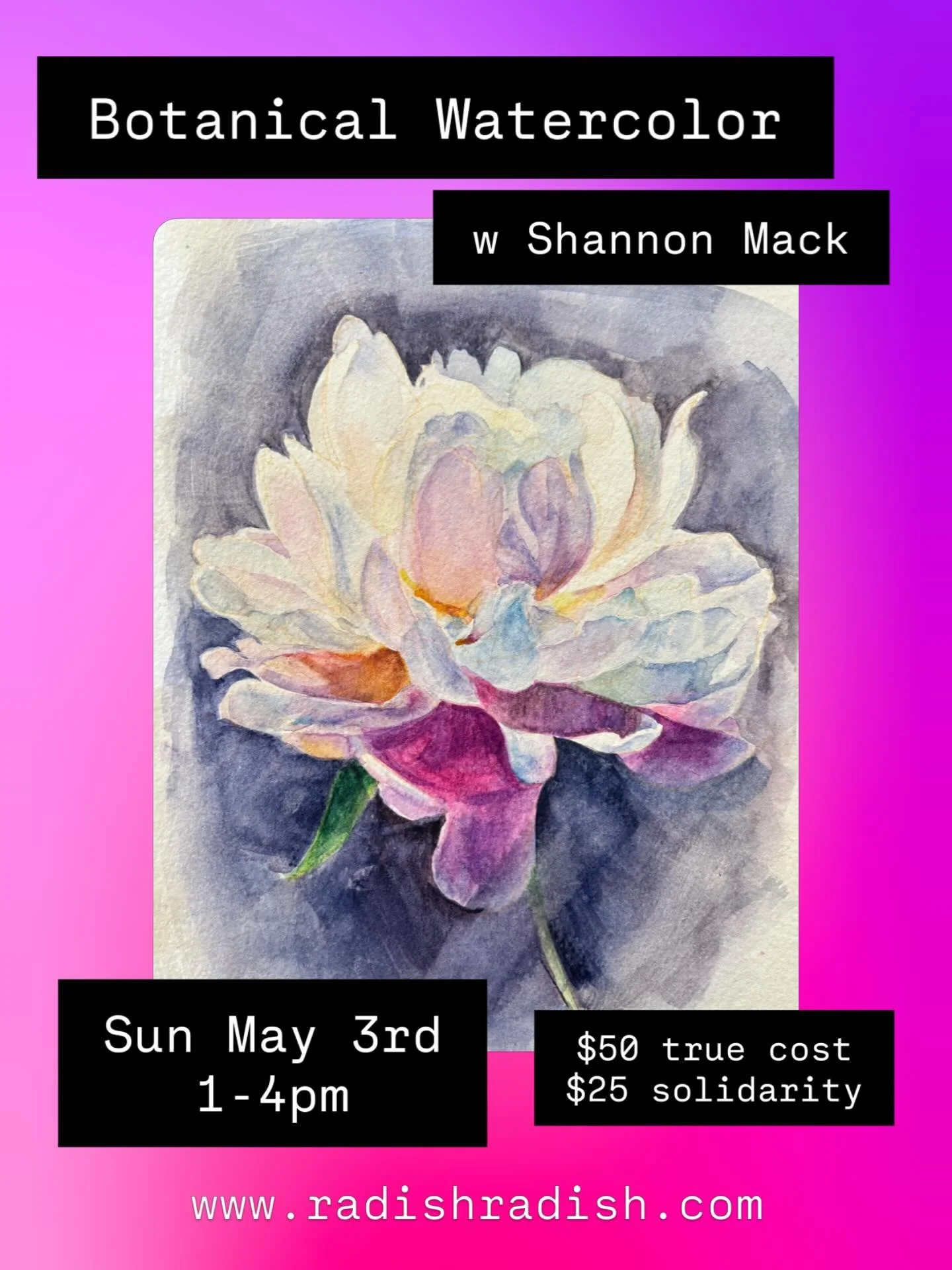 Join Shannon Mack for botanical watercolors, a deep dive into capturing those May blooms. Register at link in bio!
