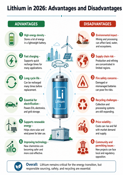 lithium advantages and disadvantages infographic