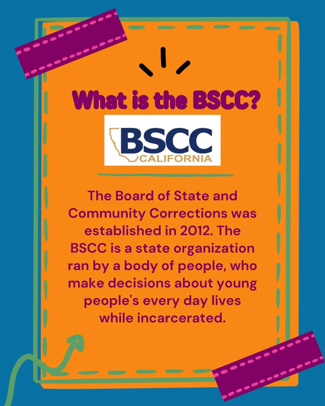 After the closure of DJJ in 2023, the state youth prison system, the real work has started for us to advocate for youth rehabilitation and alternatives to incarceration! 

The Board of State and Community Corrections plays a key role in holding local