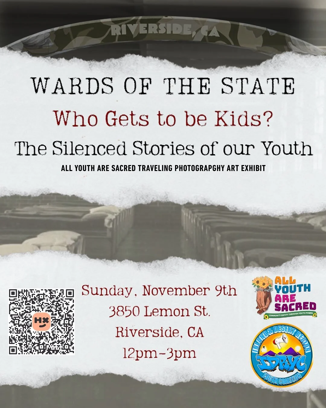 We've finalized the location for the Riverside AYAS Photography Exhibit! 📷 📍 

Join us Sunday, November 9th, 12pm-3pm
@division9gallery 3850 Lemon St. Riverside, CA

Get ready to reflect and be inspired through historical photography and youth powe