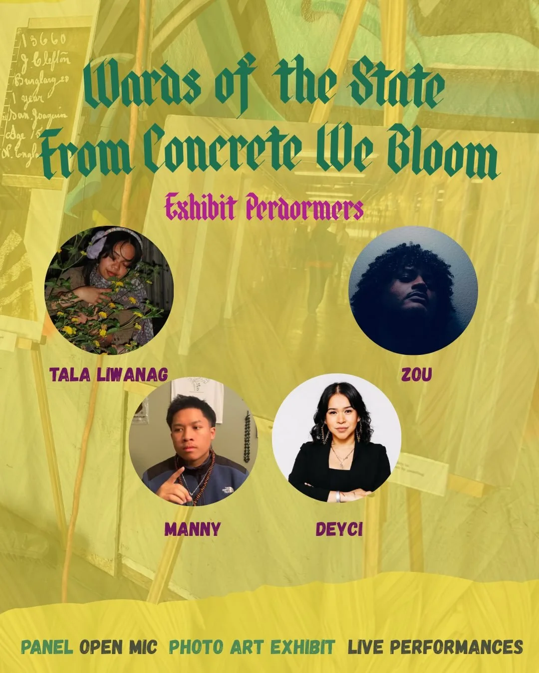 We are 6 days away from our exhibit 📆! Have you RSVPD? It&rsquo;s not too late bit.ly/BAYEXHIBIT! 

Check out our powerful lineup of performers, which includes @makibaka.hm, @mannyahki, @puravida510, and Zou! From lyrics to spoken word, each one of 