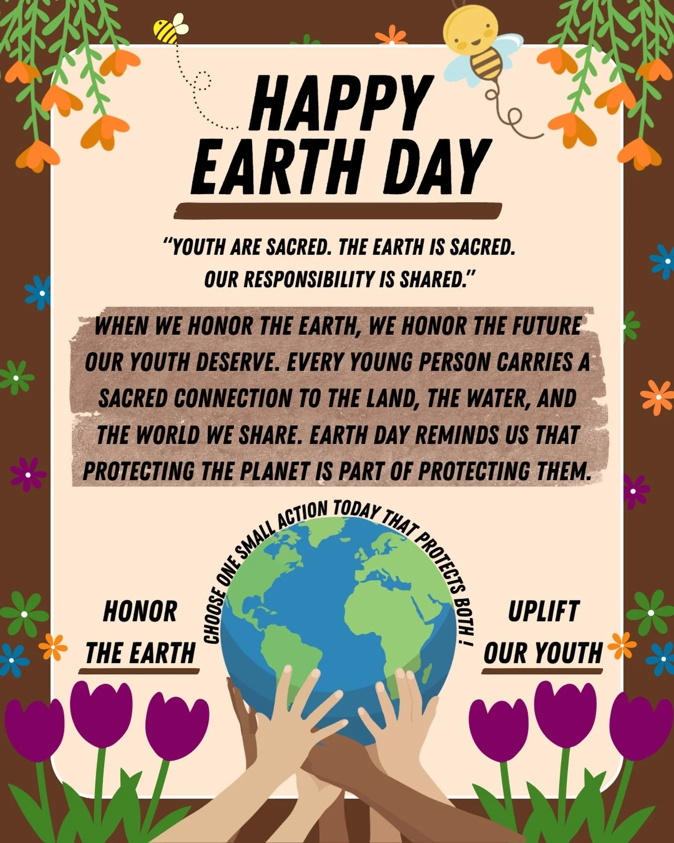 Our youth deserve a world that nurtures them. A world with clean air, safe water, and land that remembers their footsteps. Earth Day is a promise to their future. #earthday2026 #youthdeservebetter #ayas #allyoutharesacred #earthday