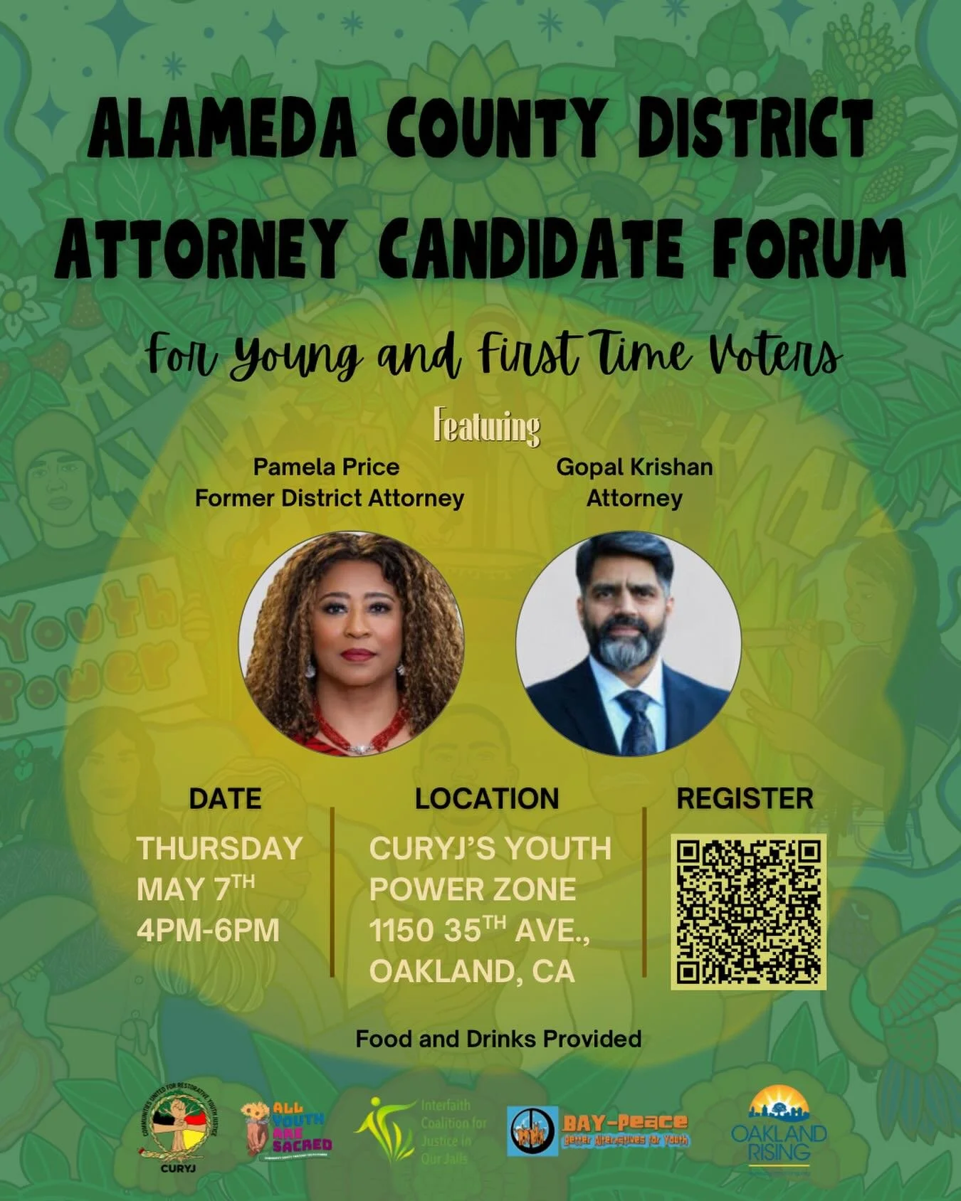 This election season, young people&rsquo;s future is at stake. Join us on Thursday, May 7th, to learn more about the District Attorney candidates in this year's election. 

This candidate forum will take the form of a town hall-style event to engage 