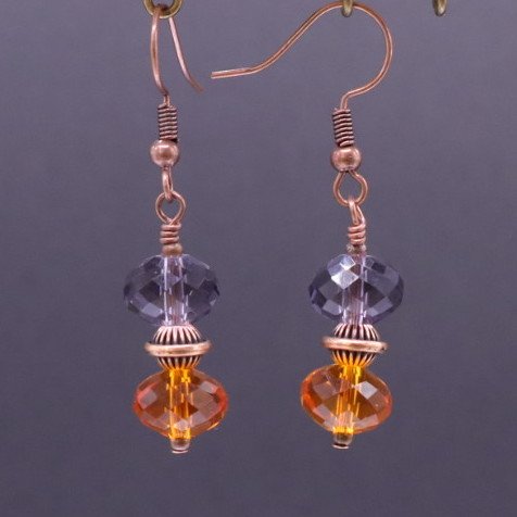 Purple & Orange Crystal Dangles (E4304)