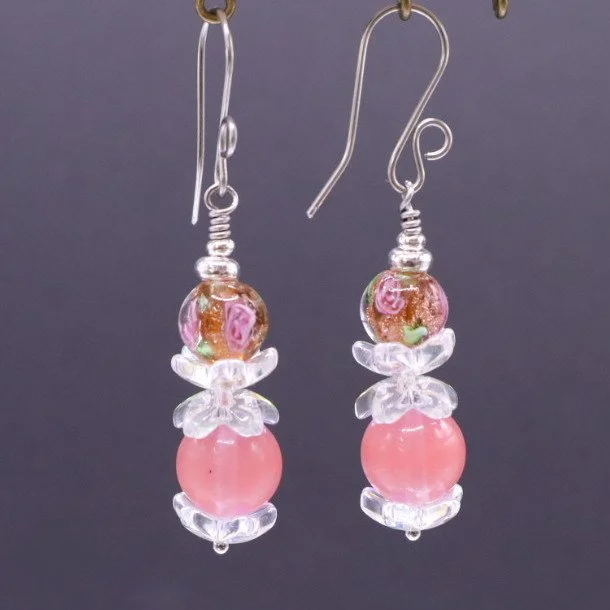 Pink Lady Glass Dangles (E4297)