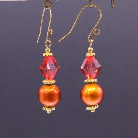 Crystal & Painted Glass Dangles (E4291)