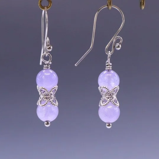 Amethyst & Tibetan Silver Dangles (E4357)