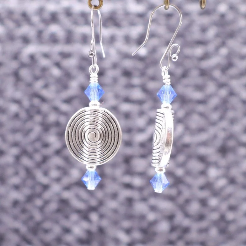 Tibetan Silver Spiral Dangles (E4844)