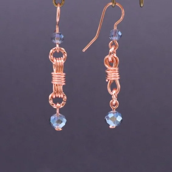 Crystal & Copper Wrapped Knot Dangles (E4286)