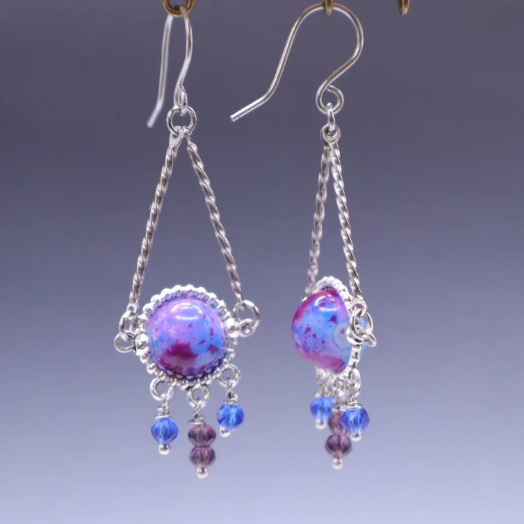 Painted Glass & Crystal Chandeliers (E4354)