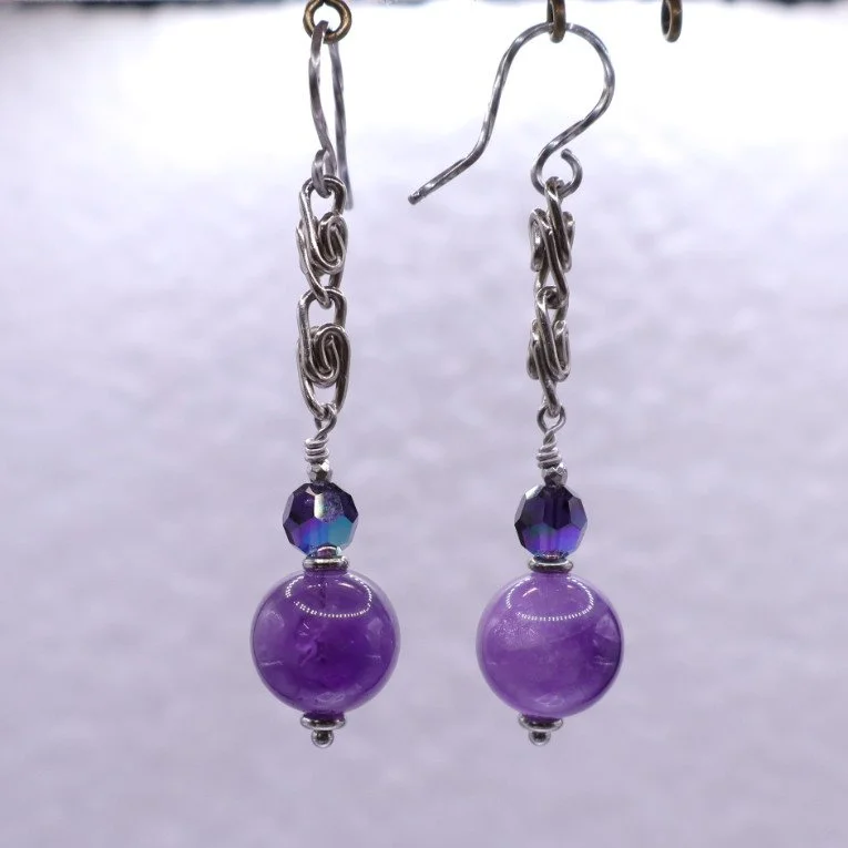 Lapidary Amethyst Dangles (E4852)