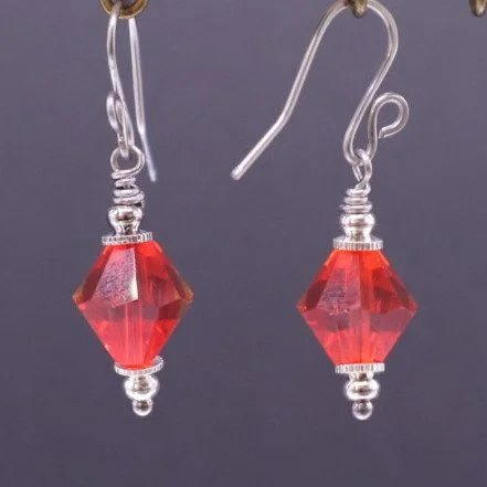 Dainty Orange Bicone Dangles (E4298)
