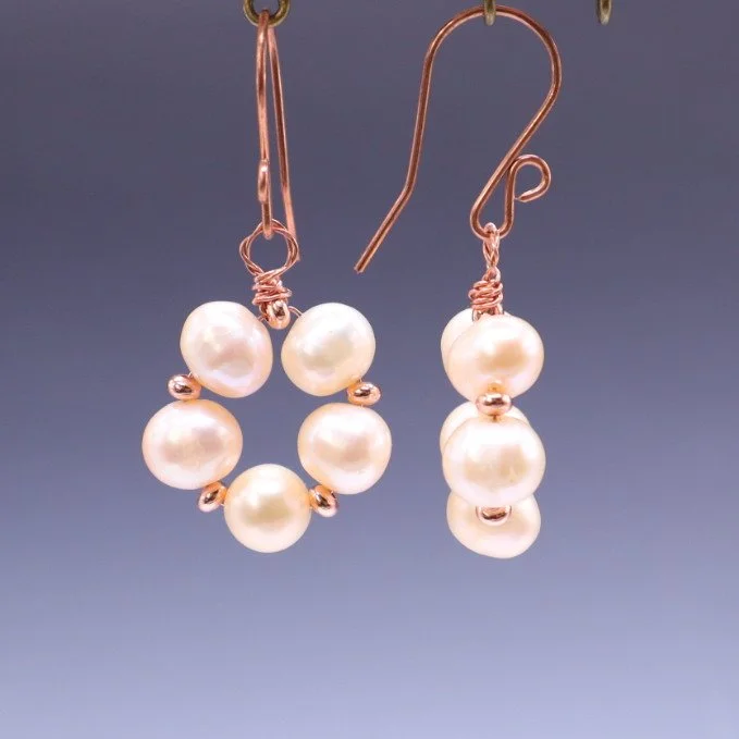 Freshwater Pearl Circles In Copper (E4343)