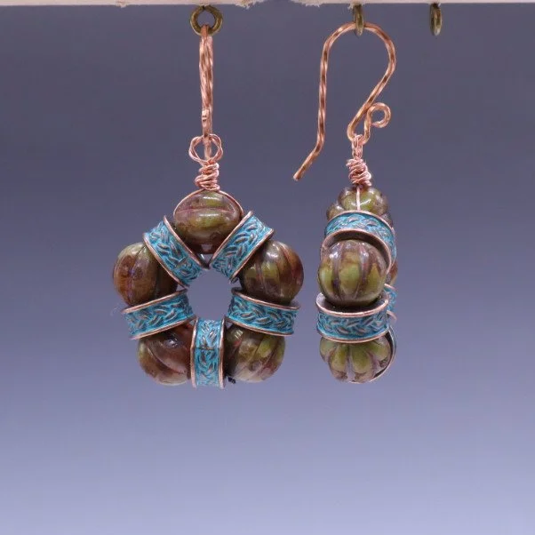 Picasso Czech Glass & Copper Circles (E4344)