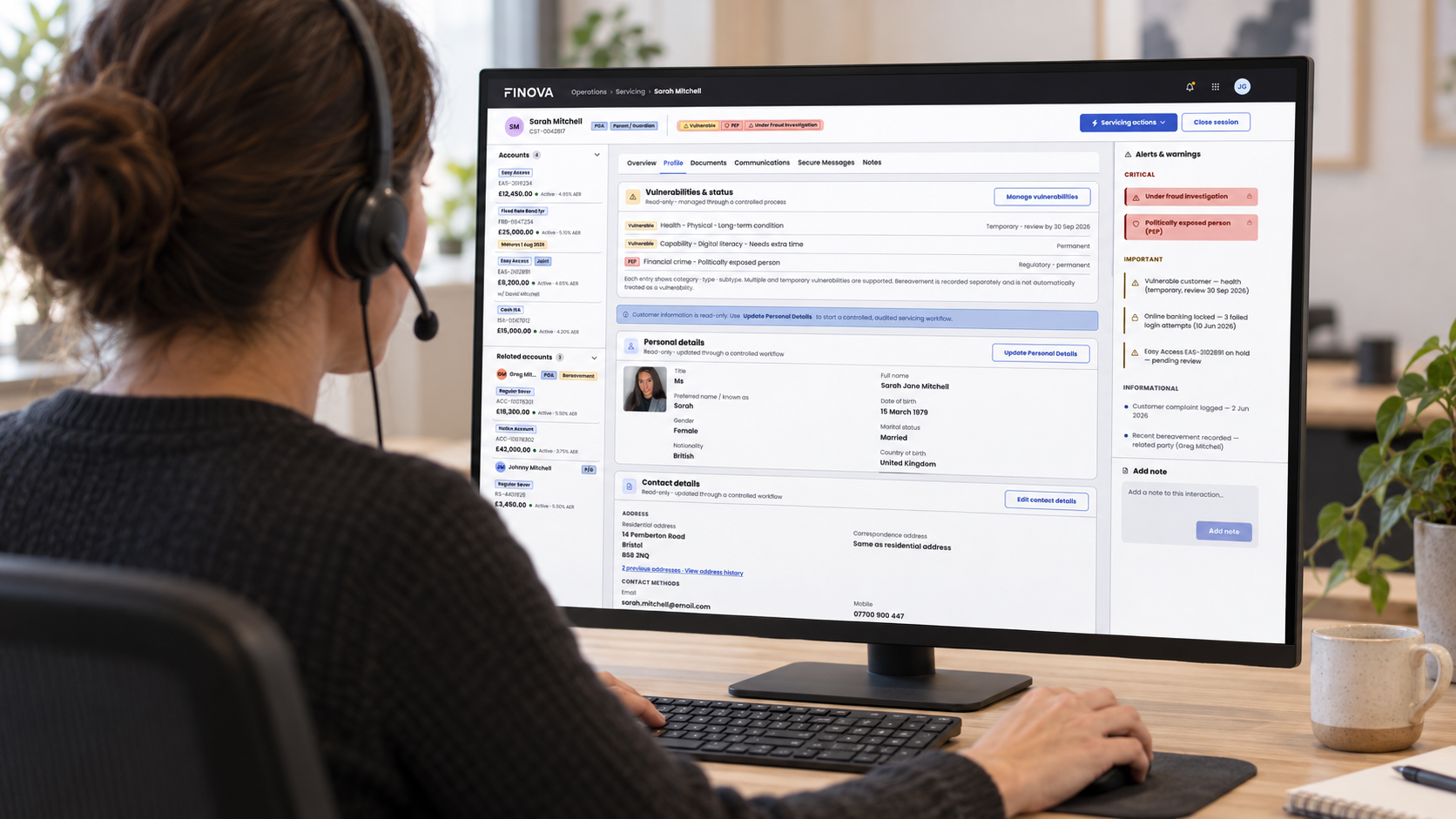 AI generated image illustrating an early prototype screen of the customer profile section. This is not a final design.