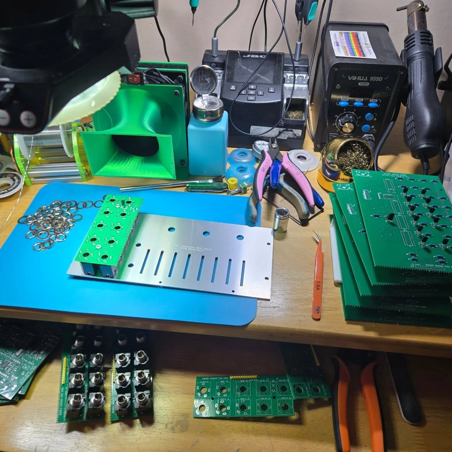 Hard at work building modules...Plenty more in the queue after these 5U OTTeRs.
Check out the website to see the fully built modules.
Ottermods.com

#ottermodular 
#largeformatmodular 
#modularsynth