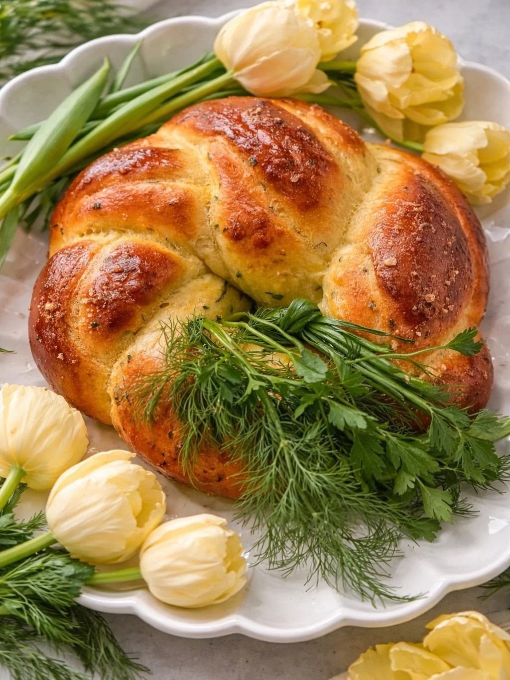 Easter, Passover, and spring hosting made easy (for you!). Just added the Garden Party Challah Wreath to the website! If you need to take one more hosting item off your plate, I highly recommend @lilac_and_spruce for the perfect floral accents for yo