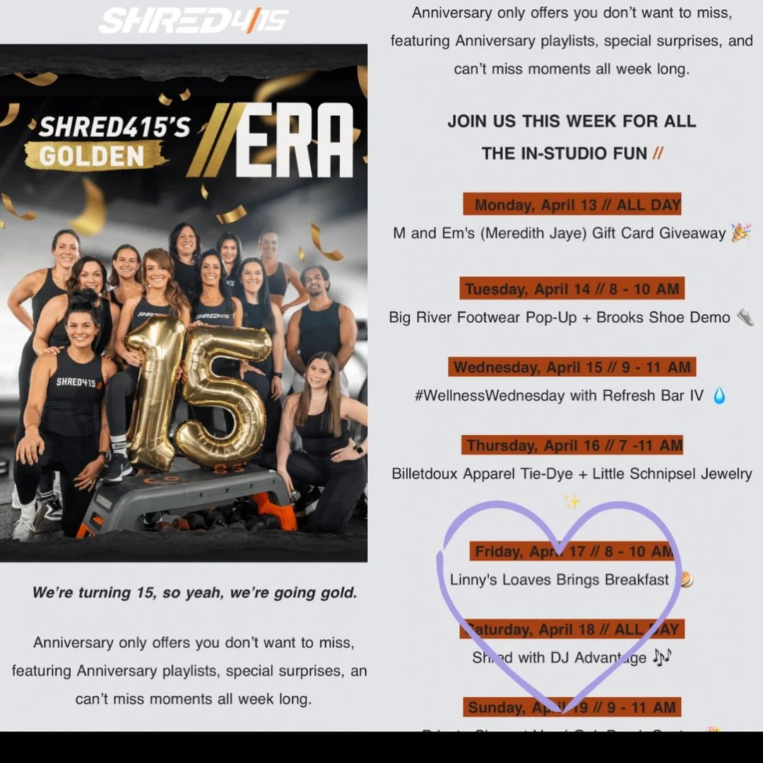 Can&rsquo;t WAIT to celebrate @shred415 &lsquo;s golden anniversary next week with a pop up at @shred415hinsdale on Friday, 4/17! New to Shred and interested in trying it out? Click the link in my bio for a complimentary class! See you all next week!