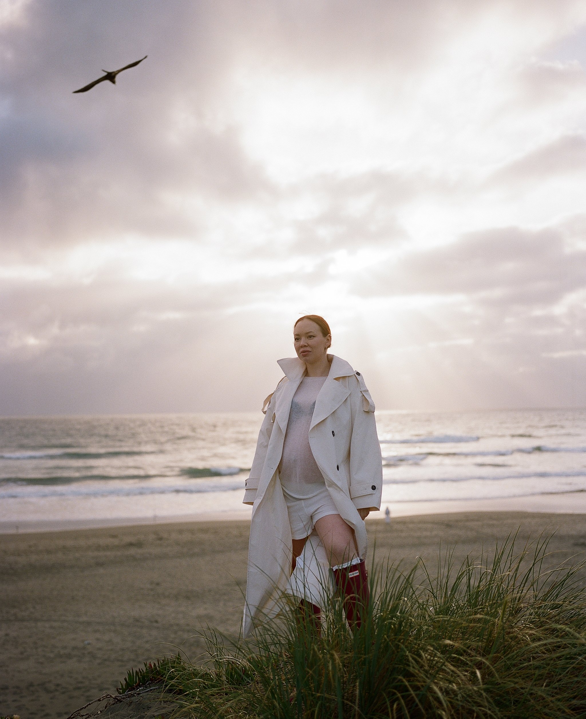medium format film photo of a maternity session in san francisco