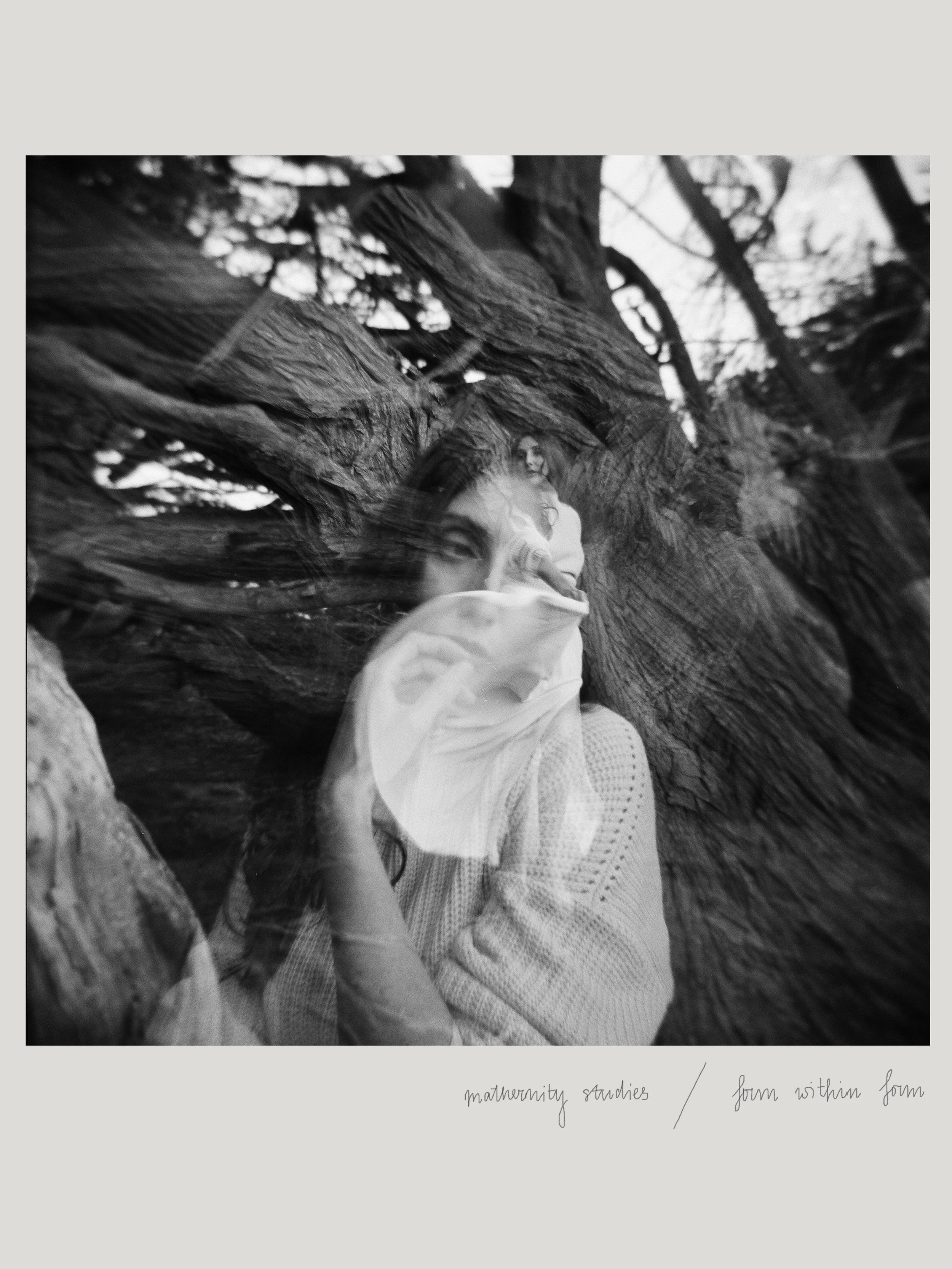 Black and white analogue maternity portrait photographed in San Francisco, Bay Area.