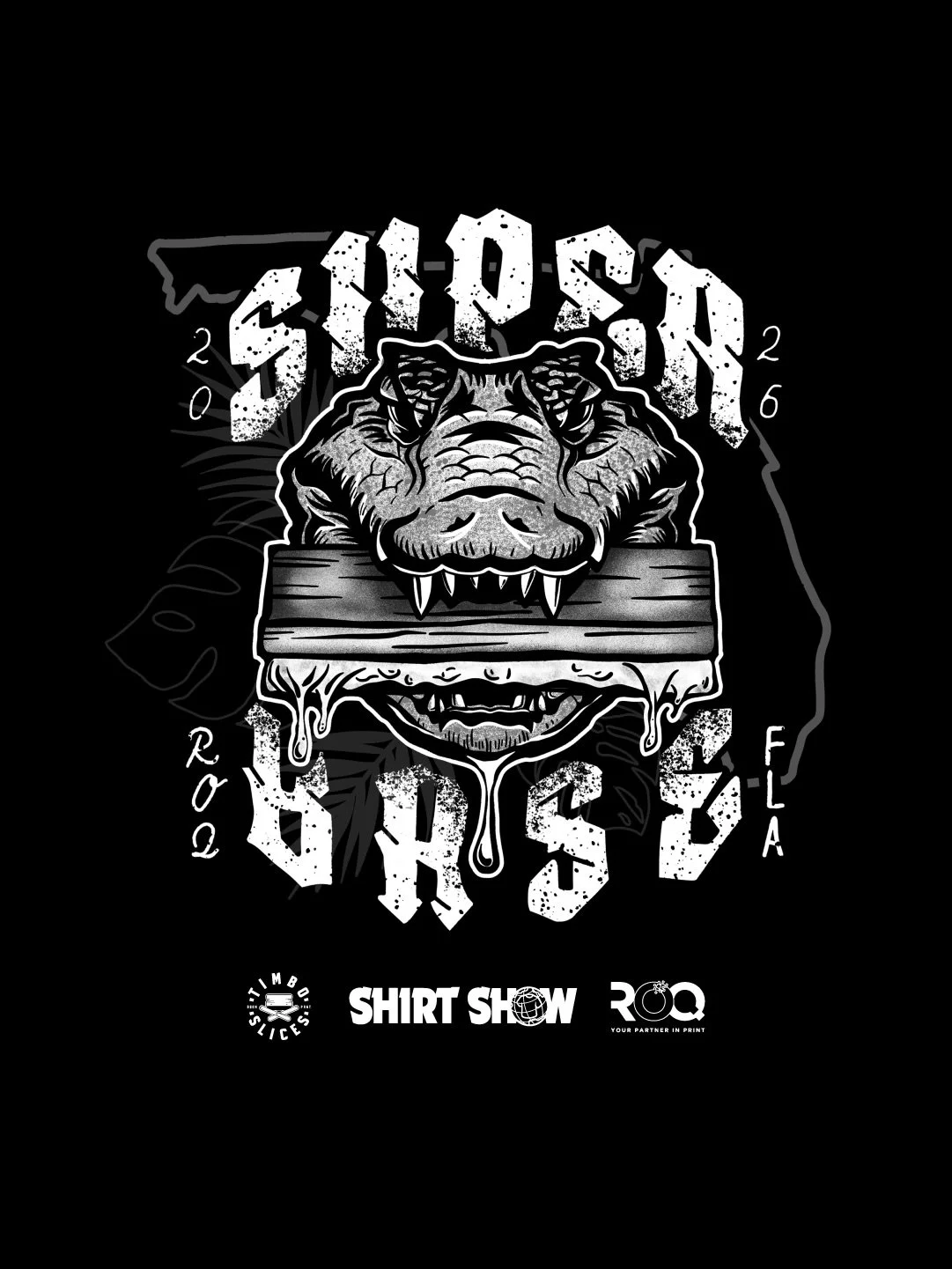 Gators are fun to draw!
And my skills were pushed&hellip;

@shirtshowofficial hit me up to illustrate something for their screen printing workshop, Superbase 26. First swing was a snake wrapped around a squeegee. Dylan wanted to pivot to something mo