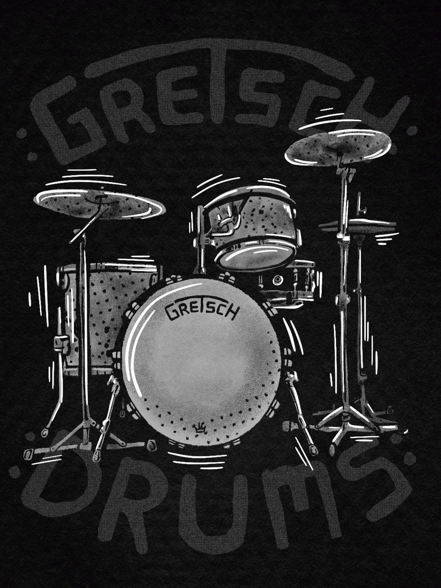 Drums, drums, drums.

Been loving the idea of mixing my favorite mediums lately. 

Illustration &amp; Music.

Going to start dropping experimental drawings with instruments as the subject matter. The vibration lines around the kit? Intentional. They&
