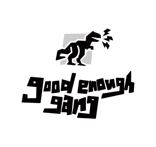 Good Enough Gang Logo a Dinosaur yelling 