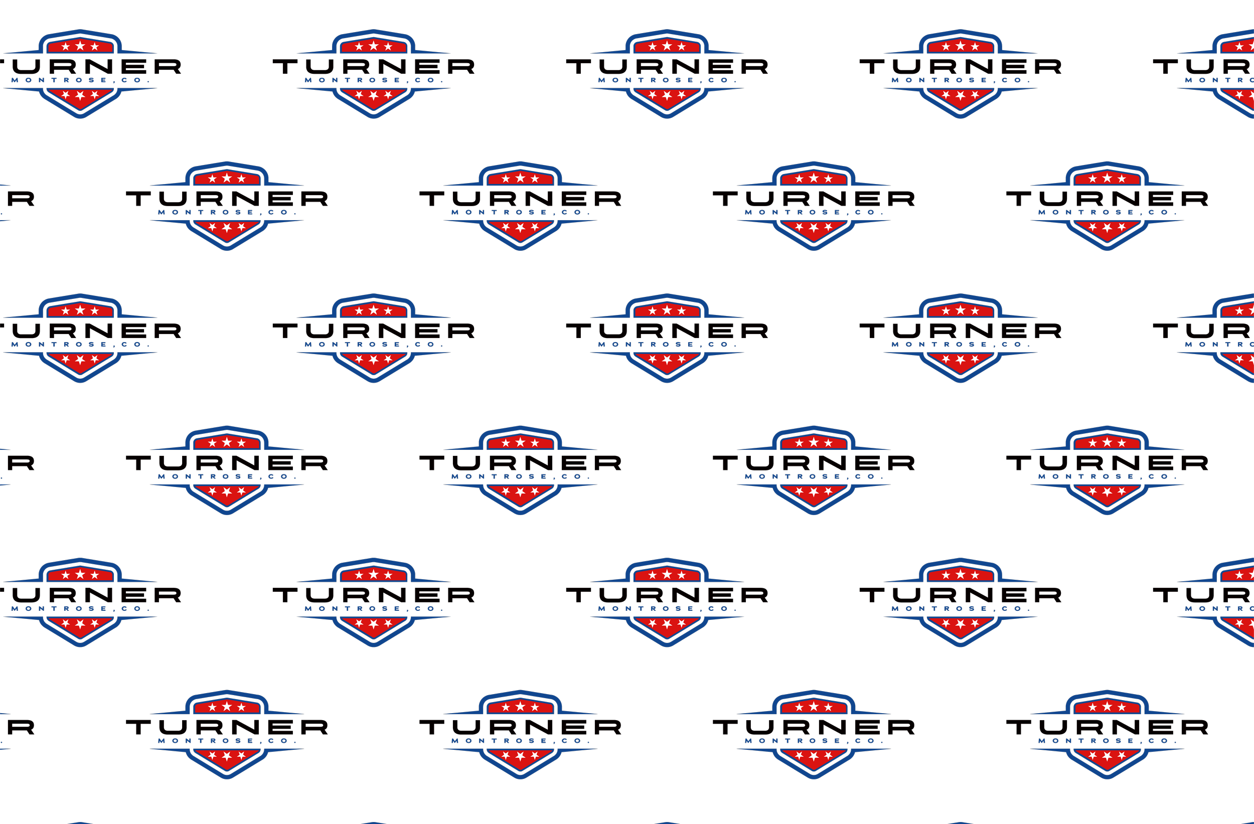 Repeating logo pattern with shield emblem in red, white, and blue, featuring stars and the text 'Montrose Co,' on a black background.