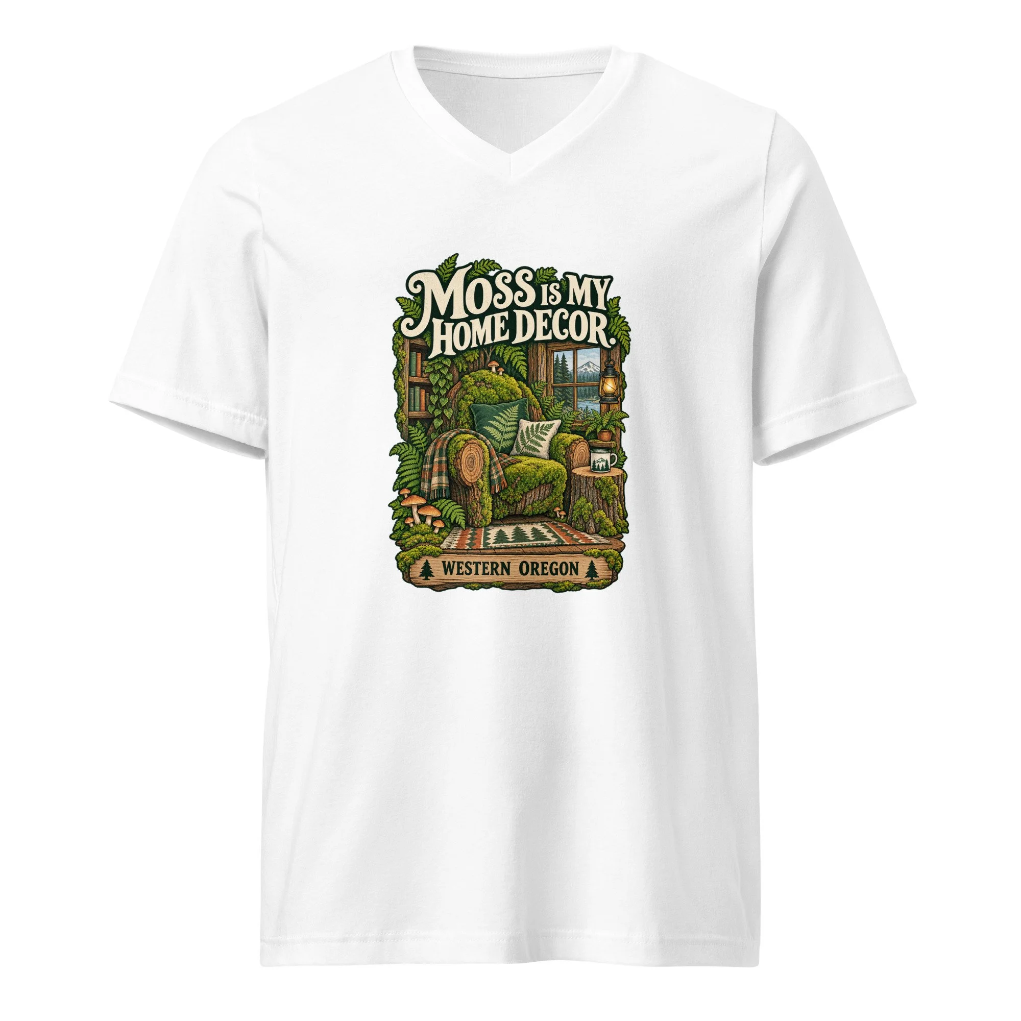Moss Is My Home Decor — Oregon V-Neck T-Shirt
