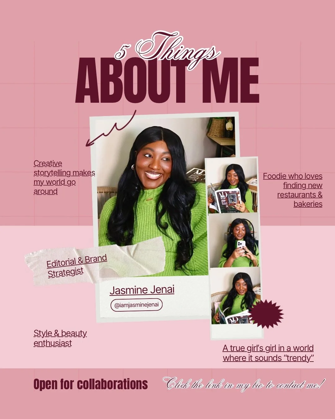 The fun&rsquo;s just getting started. Welcome to the editorial and brand strategist era ✨💻

I&rsquo;m Jasmine Jenai and I love stories. From film to the narratives our personal styles tell, I&rsquo;m always paying attention to who, what, when, where