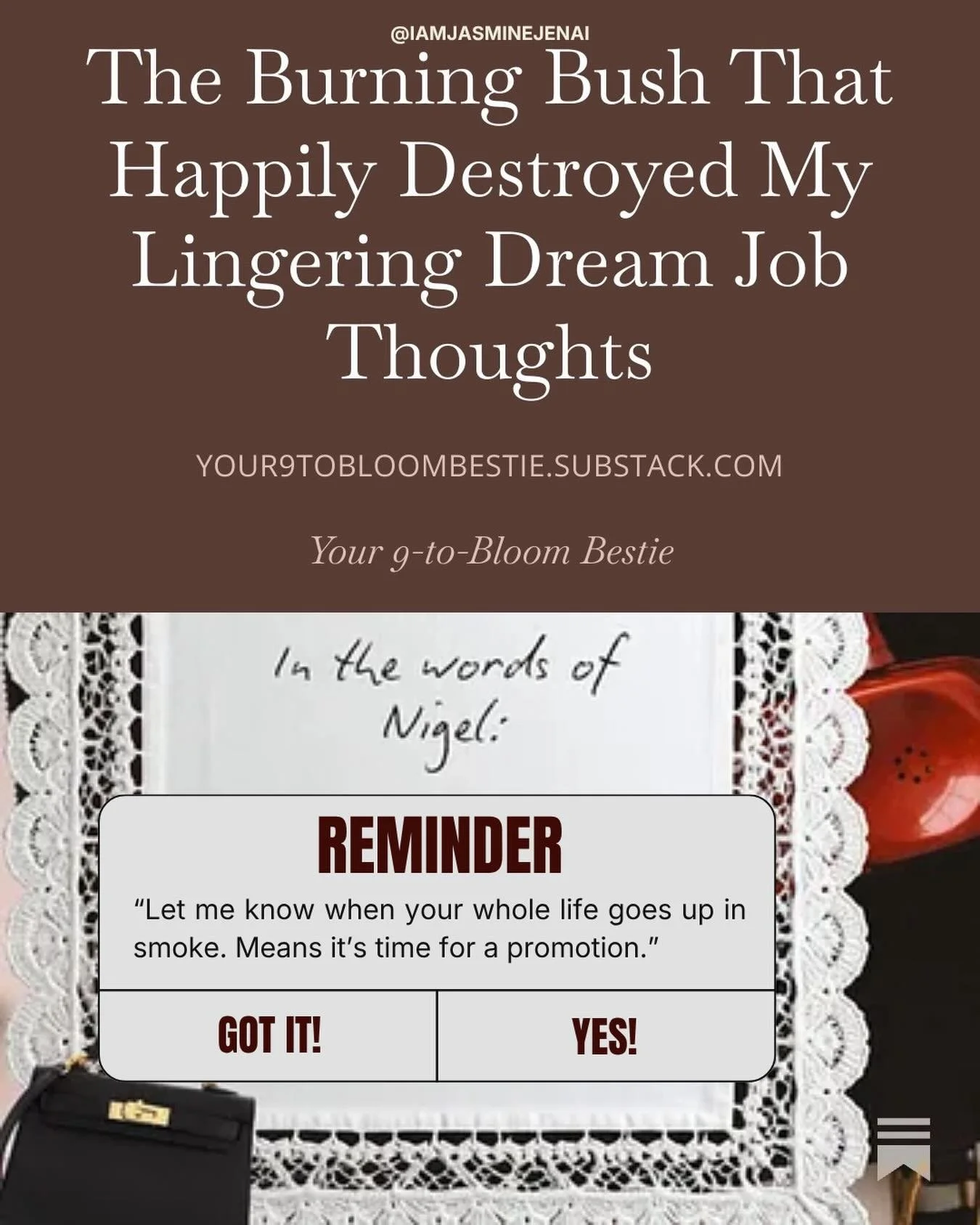 @kristinarodulfo discussed the downfall of legacy media in an age of e-commerce journalism and I took it as a sign. It was my proverbial burning bush because it gave me permission to say I no longer owe my &ldquo;dream job&rdquo; anything. More impor
