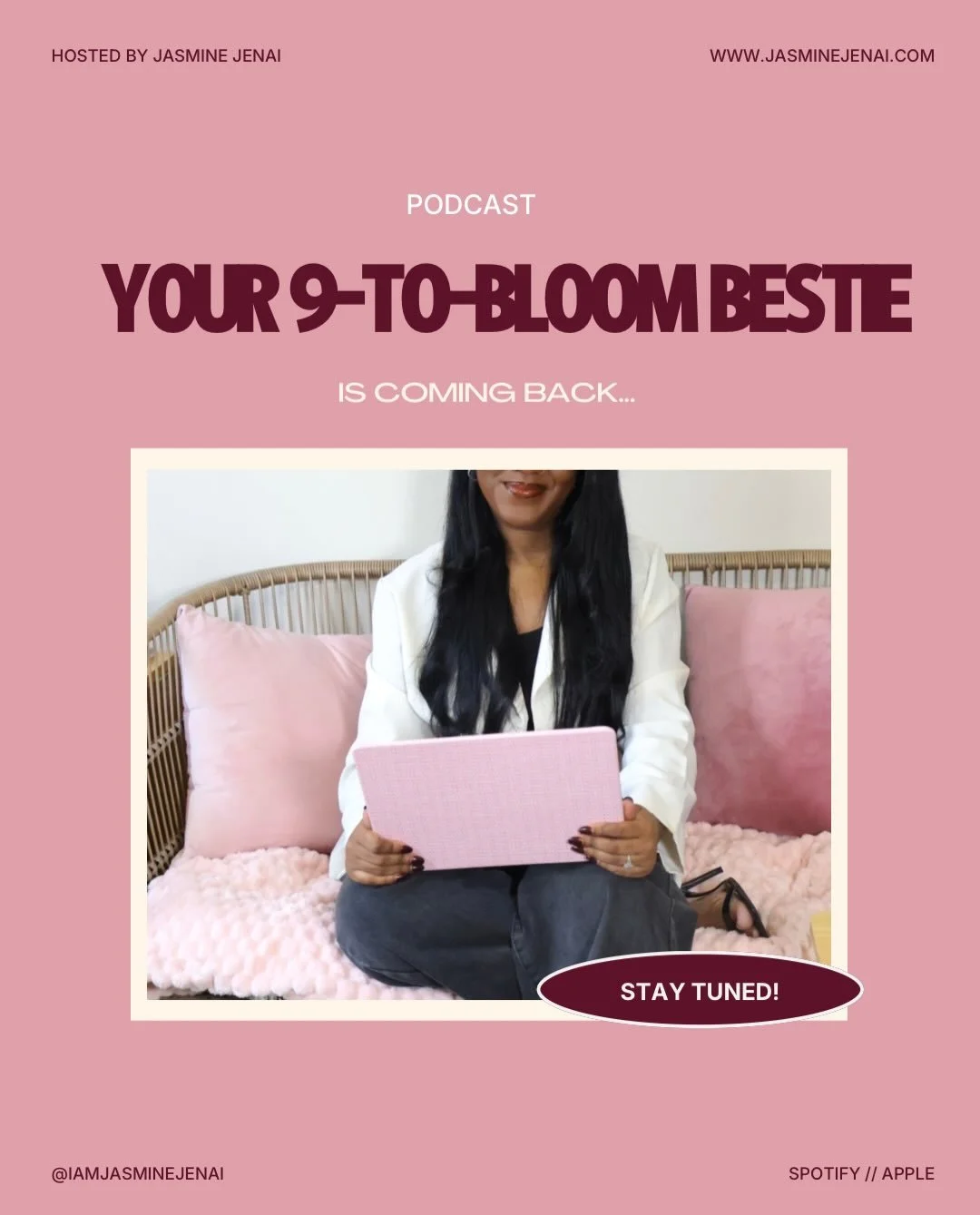 The Your 9-to-Bloom Bestie Podcast is coming&hellip;🎧

This is for the many versions of yourself that you don&rsquo;t think twice about editing for your group chat. The one who&rsquo;s tired of being burdened by labels. The one who argues Livin&rsqu