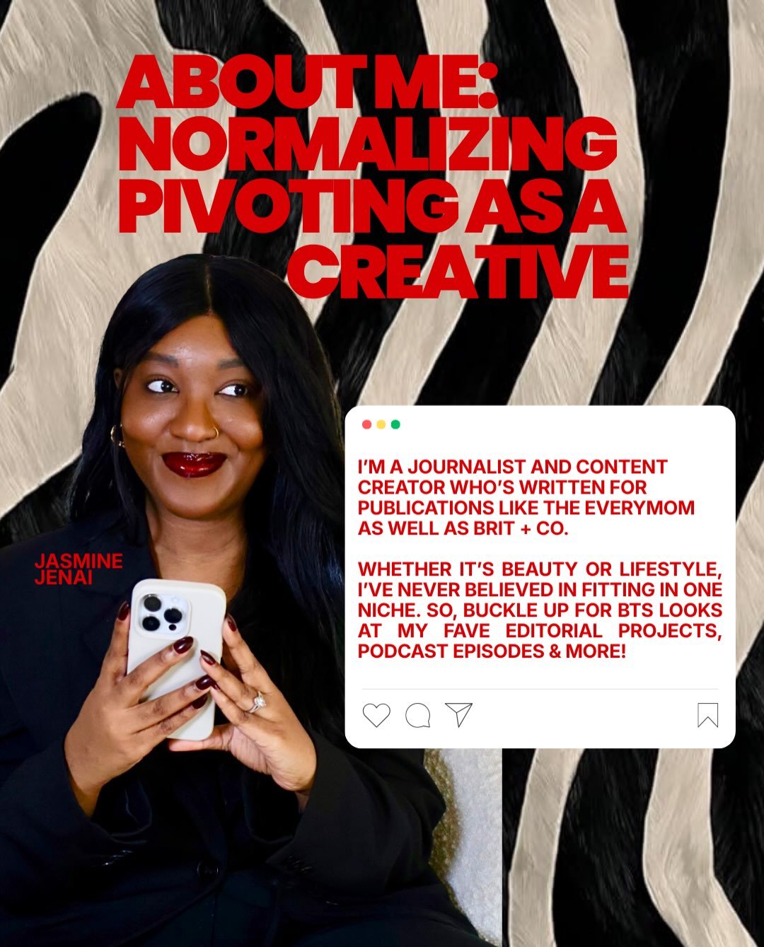 I&rsquo;m Jasmine Jenai, an ATL-based journalist &amp; creator who&rsquo;s trying to figure out my career. Like so many others, I joined the cool girls club of being laid off last year, so I started creating for fun again! I even created my own podca