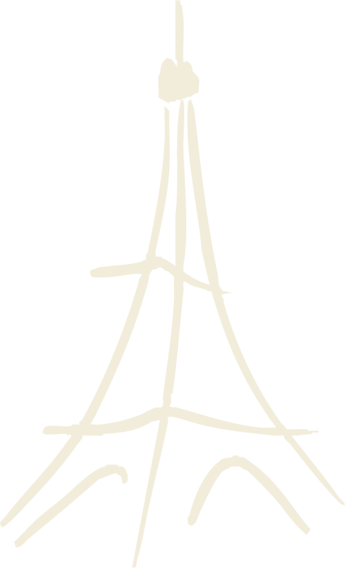 Simplified drawings of an Eiffel Tower in white on a black background.
